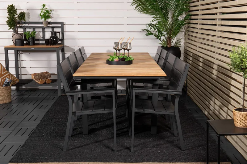 Ruokailuryhmä Mexico Jatkettava 160 cm 8 Levels tuolia, Musta