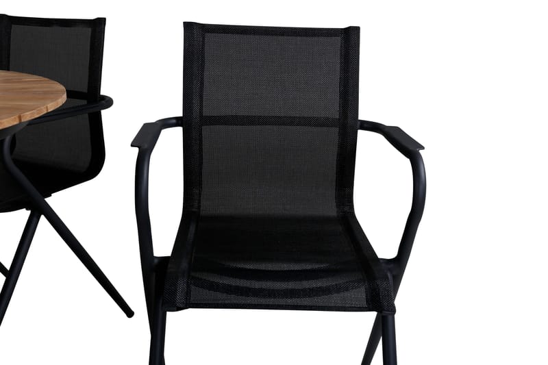 Ruokailuryhmä Mexico Pyöreä 140 cm 4 Alina tuolia - Ruskea/Valkoinen - Puutarhakalusteet - Ulkoryhmä - Ruokailuryhmät ulos