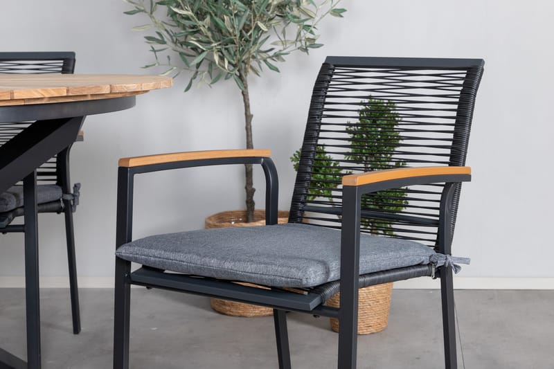 Ruokailuryhmä Mexico Pyöreä 140 cm 4 Dallas tuolia - Musta - Puutarhakalusteet - Ulkoryhmä - Ruokailuryhmät ulos