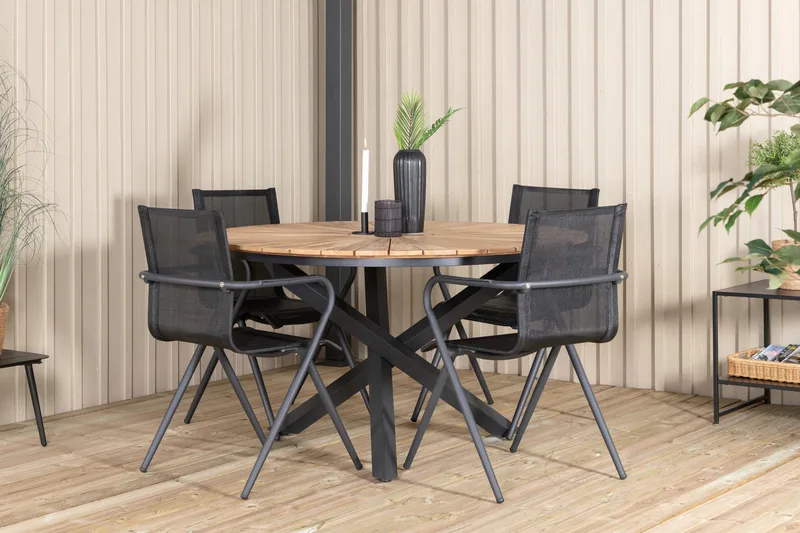 Ruokailuryhmä Mexico Pyöreä 140 cm 4 Alina tuolia, Ruskea/Valkoinen