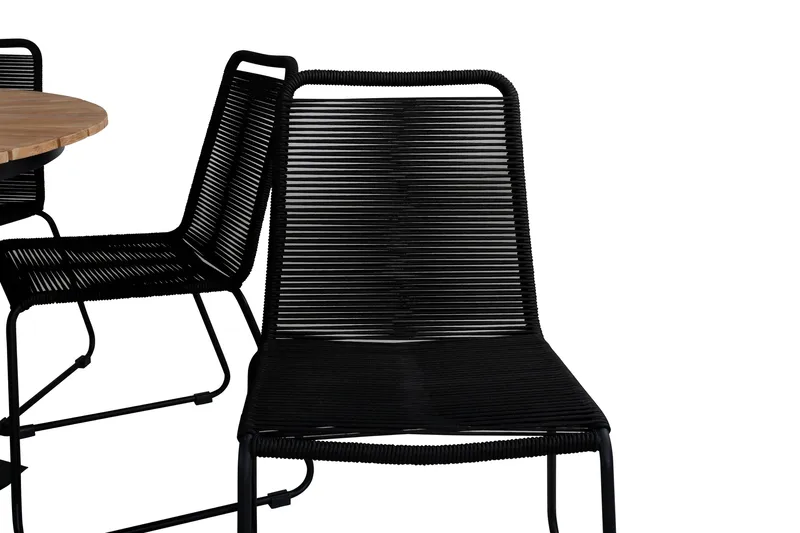 Ruokailuryhmä Mexico Pyöreä 140 cm 6 Lindos tuolia - Musta - Puutarhakalusteet - Ulkoryhmä - Ruokailuryhmät ulos