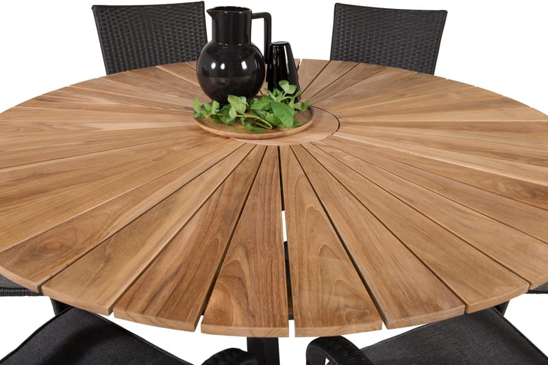 Ruokailuryhmä Mexico Pyöreä 140 cm 6 Anna tuolia - Luonnonväri - Puutarhakalusteet - Ulkoryhmä - Ruokailuryhmät ulos