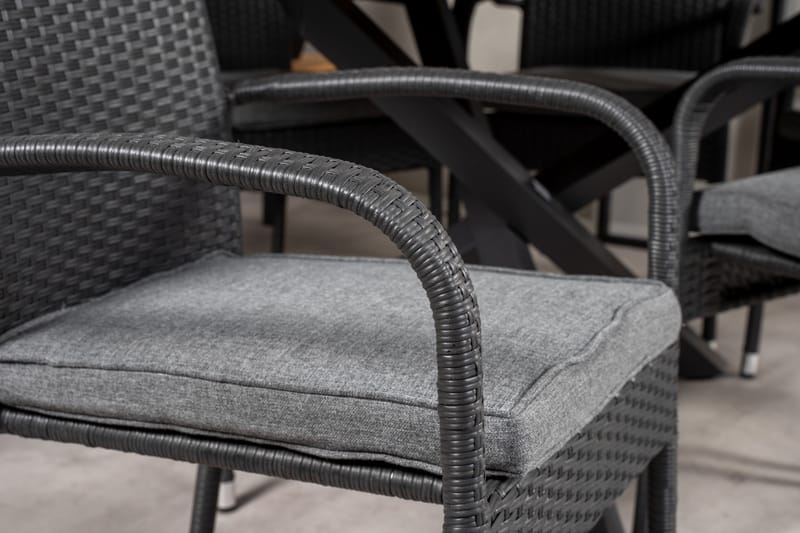 Ruokailuryhmä Mexico Pyöreä 140 cm 6 Anna tuolia - Luonnonväri - Puutarhakalusteet - Ulkoryhmä - Ruokailuryhmät ulos