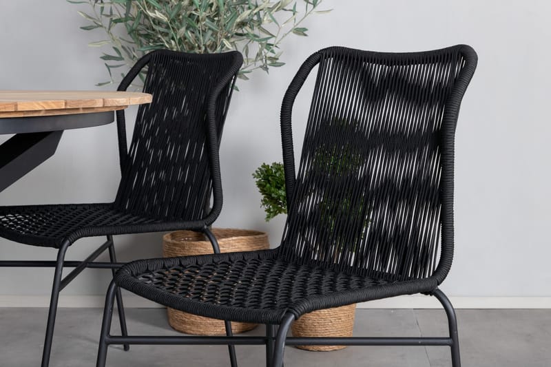 Ruokailuryhmä Mexico Pyöreä 140 cm 6 Julian tuolia - Ruskea/Musta - Puutarhakalusteet - Ulkoryhmä - Ruokailuryhmät ulos