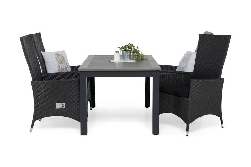 Ruokailuryhmä Monaco 152-210 + 4 Jenny Säädettävä Nojatuoli, Musta