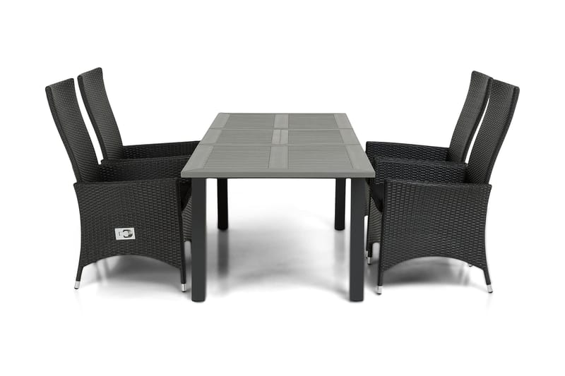 Ruokailuryhmä Monaco 152-210 + 4 Jenny Säädettävä Nojatuoli, Musta