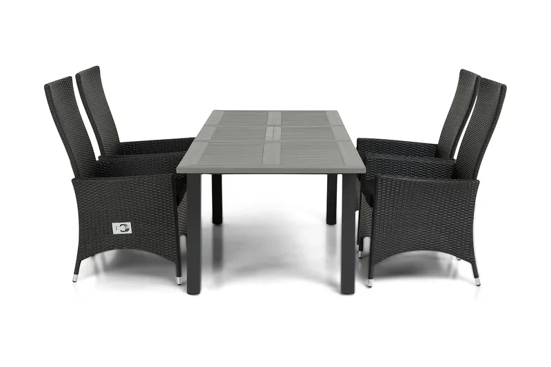 Ruokailuryhmä Monaco 152-210 + 4 Jenny Säädettävä Nojatuoli, Musta