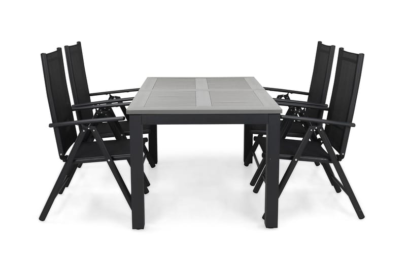 Ruokailuryhmä Monaco 152-210 + 4 Maggie Säätötuolia, Musta