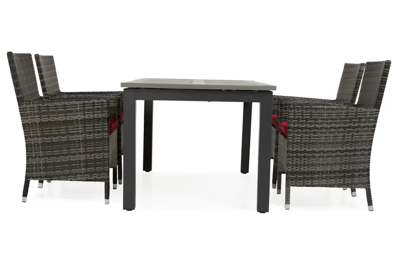 Ruokailuryhmä Monaco 152-210 + 4 Thor Nojatuoli - Musta/Harmaa - Puutarhakalusteet - Ulkoryhmä - Ruokailuryhmät ulos