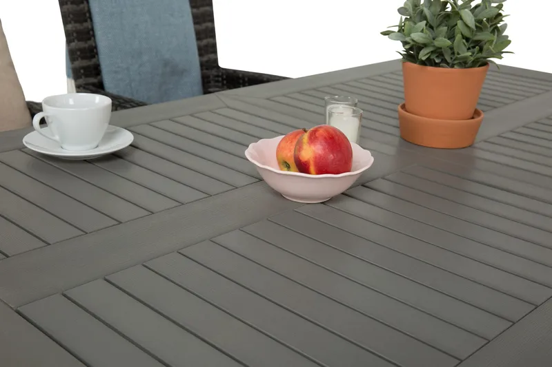 Ruokailuryhmä Monaco 152-210 + 4 Thor Nojatuoli - Musta/Harmaa - Puutarhakalusteet - Ulkoryhmä - Ruokailuryhmät ulos