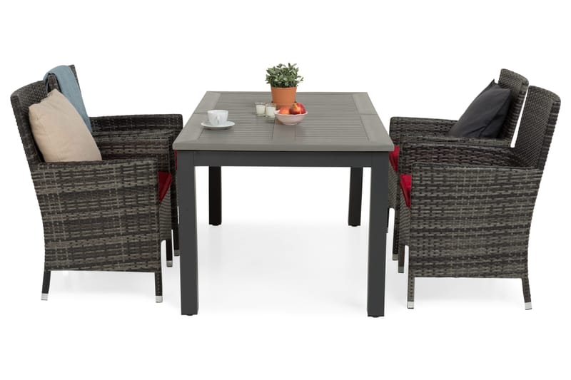 Ruokailuryhmä Monaco 152-210 + 4 Thor Nojatuoli - Musta/Harmaa - Puutarhakalusteet - Ulkoryhmä - Ruokailuryhmät ulos