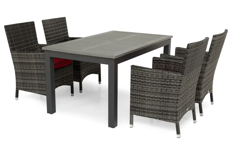 Ruokailuryhmä Monaco 152-210 + 4 Thor Nojatuoli - Musta/Harmaa - Puutarhakalusteet - Ulkoryhmä - Ruokailuryhmät ulos