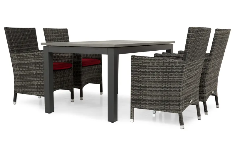 Ruokailuryhmä Monaco 152-210 + 4 Thor Nojatuoli - Musta/Harmaa - Puutarhakalusteet - Ulkoryhmä - Ruokailuryhmät ulos