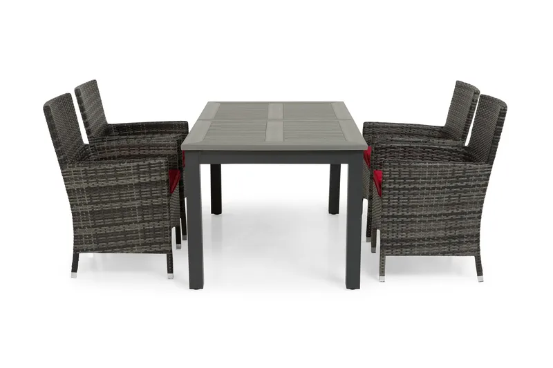 Ruokailuryhmä Monaco 152-210 + 4 Thor Nojatuoli, Musta/Harmaa