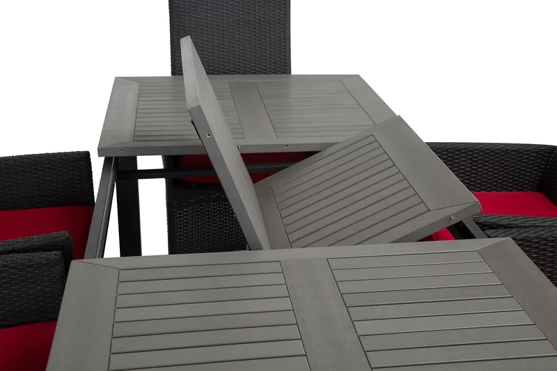 Ruokailuryhmä Monaco 152-210 + 6 Jenny Säädettävä Nojatuoli - Musta - Puutarhakalusteet - Ulkoryhmä - Ruokailuryhmät ulos