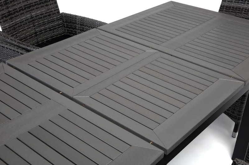 Ruokailuryhmä Monaco 152-210 + 6 Jenny Säädettävä Nojatuoli - Musta/Harmaa - Puutarhakalusteet - Ulkoryhmä - Ruokailuryhmät ulos