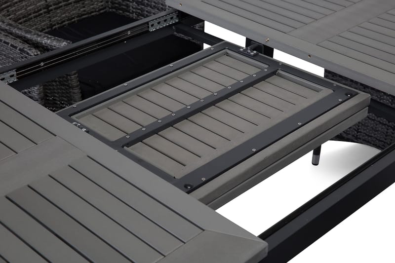 Ruokailuryhmä Monaco 152-210 + 6 Jenny Säädettävä Nojatuoli - Musta/Harmaa - Puutarhakalusteet - Ulkoryhmä - Ruokailuryhmät ulos