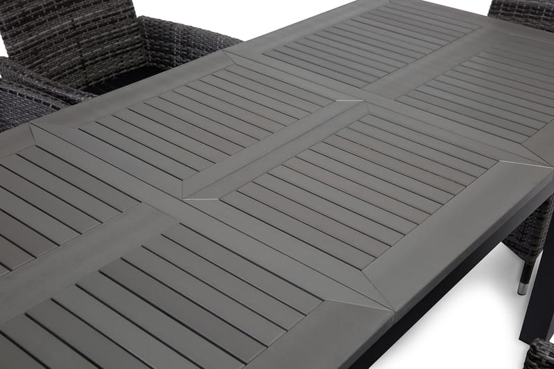 Ruokailuryhmä Monaco 152-210 + 6 Jenny Säädettävä Nojatuoli - Musta/Harmaa - Puutarhakalusteet - Ulkoryhmä - Ruokailuryhmät ulos