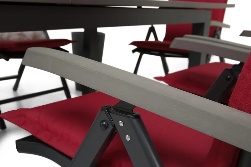 Ruokailuryhmä Monaco 152-210 + 6 Säätötuolia - Musta/Musta - Puutarhakalusteet - Ulkoryhmä - Ruokailuryhmät ulos