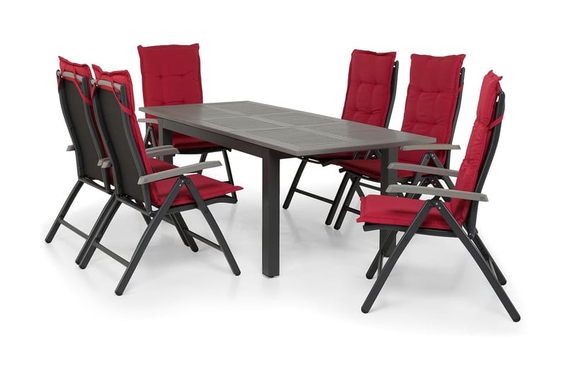 Ruokailuryhmä Monaco 152-210 + 6 Säätötuolia, Musta/Musta