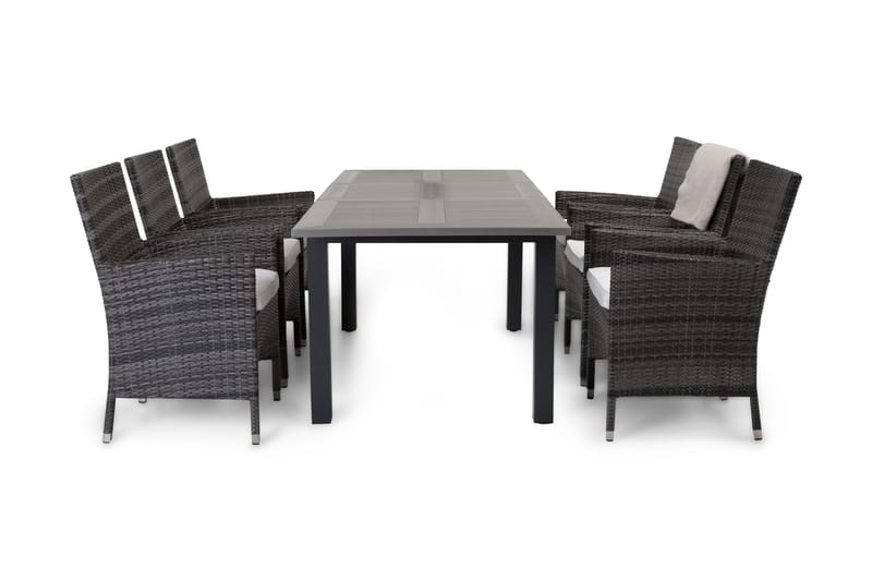 Ruokailuryhmä Monaco 152-210 + 6 Thor Nojatuoli, Musta/Harmaa