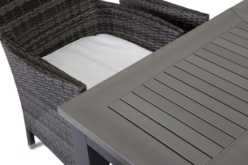 Ruokailuryhmä Monaco 152-210 + 6 Thor Nojatuoli - Musta/Harmaa - Puutarhakalusteet - Ulkoryhmä - Ruokailuryhmät ulos