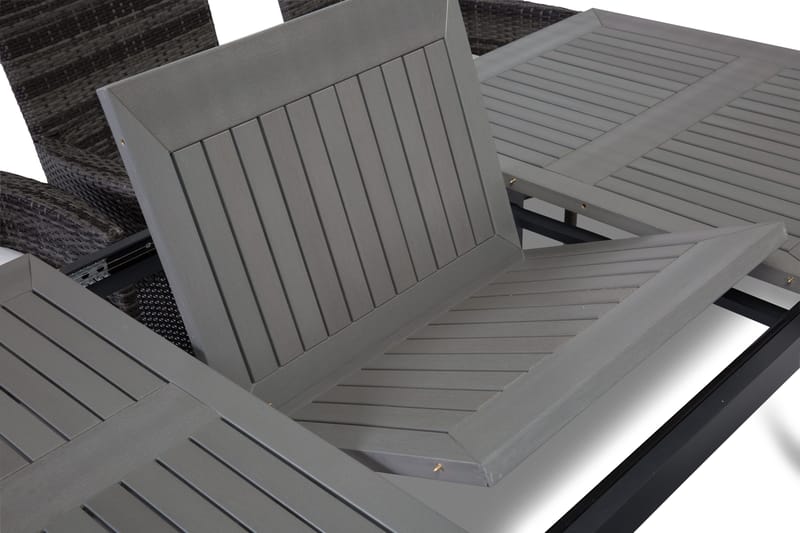 Ruokailuryhmä Monaco 152-210 + 6 Thor Nojatuoli - Musta/Harmaa - Puutarhakalusteet - Ulkoryhmä - Ruokailuryhmät ulos