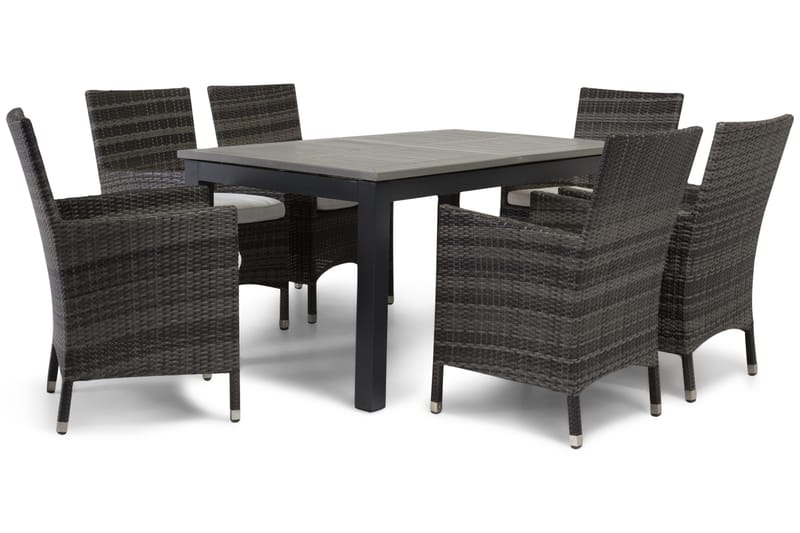 Ruokailuryhmä Monaco 152-210 + 6 Thor Nojatuoli - Musta/Harmaa - Puutarhakalusteet - Ulkoryhmä - Ruokailuryhmät ulos