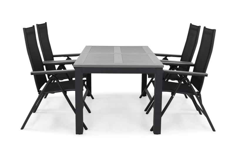 Ruokailuryhmä Monaco 152-210 4 Monaco Light tuolia, Musta/Harmaa