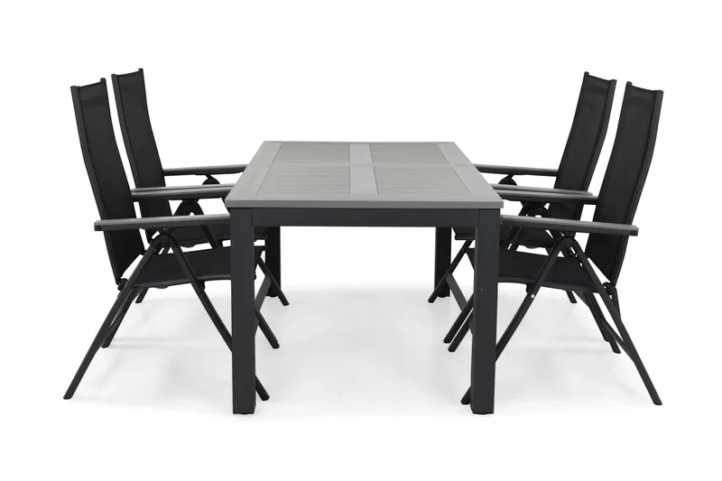 Ruokailuryhmä Monaco 152-210 4 Monaco Light tuolia, Musta/Harmaa