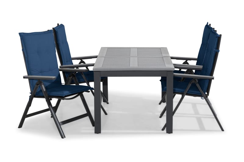 Ruokailuryhmä Monaco 152-210 4 Monaco Light tuolia Pehmuste, Musta/Harmaa/Sininen