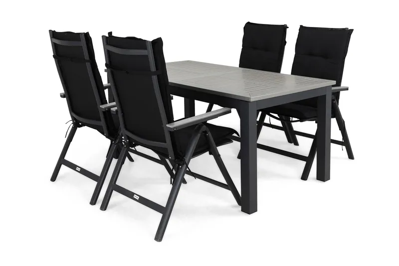 Ruokailuryhmä Monaco 152-210 4 Monaco Light tuolia Pehmuste, Musta/Harmaa