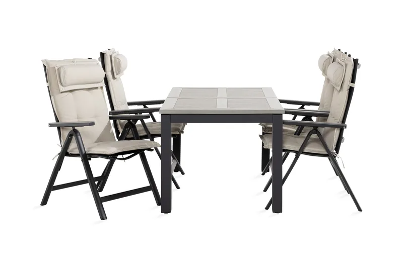 Ruokailuryhmä Monaco 152-210 4 Monaco Light tuolia Pehmuste, Musta/Harmaa/L.valkoinen