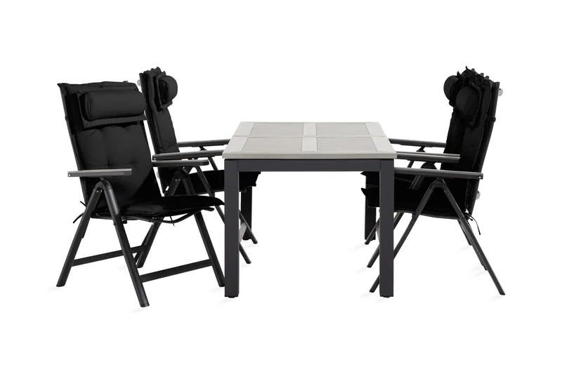 Ruokailuryhmä Monaco 152-210 4 Monaco Light tuolia Pehmuste, Musta/Harmaa