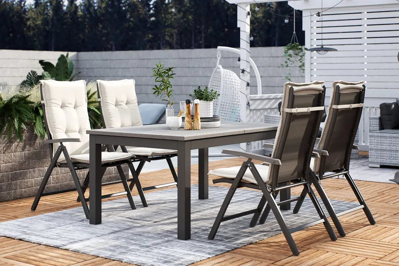 Ruokailuryhmä Monaco 152-210 4 Monaco tuolia - Musta/Musta - Puutarhakalusteet - Ulkoryhmä - Ruokailuryhmät ulos