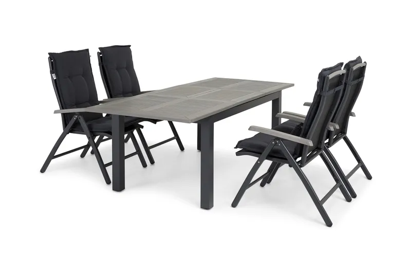 Ruokailuryhmä Monaco 152-210 4 Monaco tuolia - Musta/Musta - Puutarhakalusteet - Ulkoryhmä - Ruokailuryhmät ulos