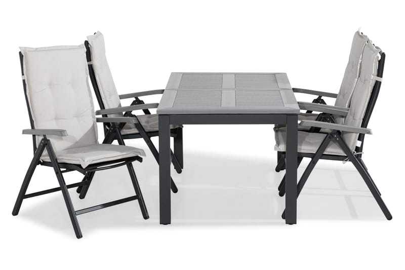 Ruokailuryhmä Monaco 152-210 4 Monaco tuolia Pehmuste, Musta/Harmaa/L.valk