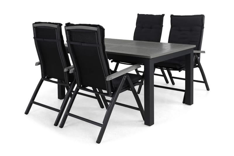 Ruokailuryhmä Monaco 152-210 4 Monaco tuolia Pehmuste, Musta/Musta/Harmaa