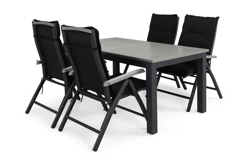 Ruokailuryhmä Monaco 152-210 4 Monaco tuolia Pehmuste, Musta/Harmaa