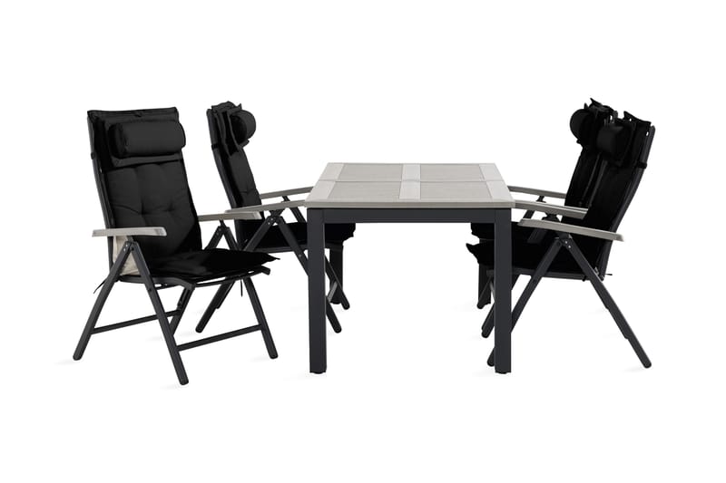 Ruokailuryhmä Monaco 152-210 4 Monaco tuolia Pehmuste, Musta/Harmaa