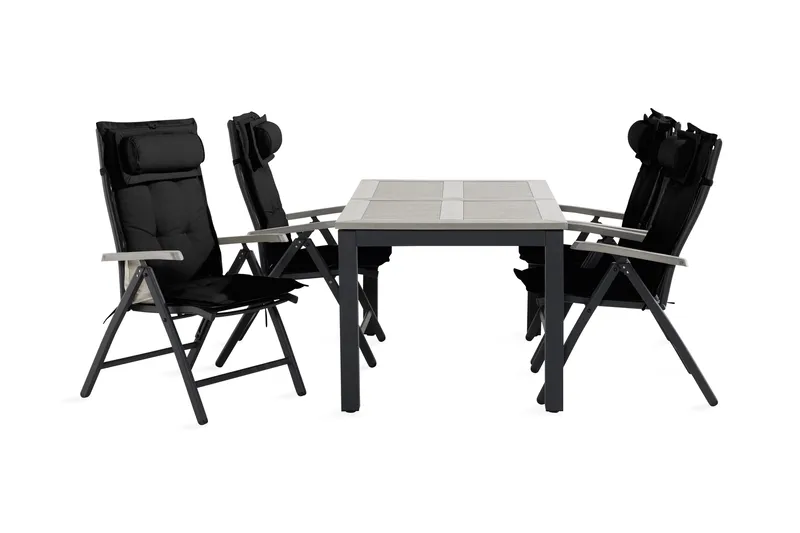 Ruokailuryhmä Monaco 152-210 4 Monaco tuolia Pehmuste, Musta/Harmaa