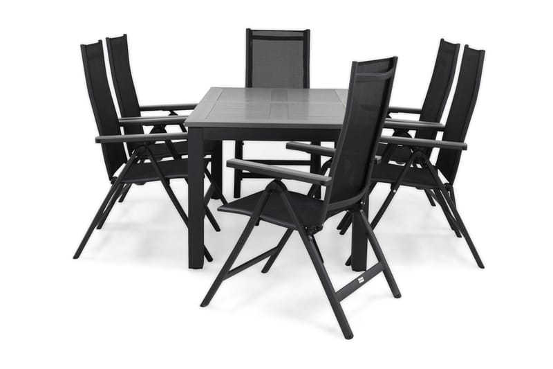 Ruokailuryhmä Monaco 152-210 6 Monaco Light tuolia, Musta/Harmaa