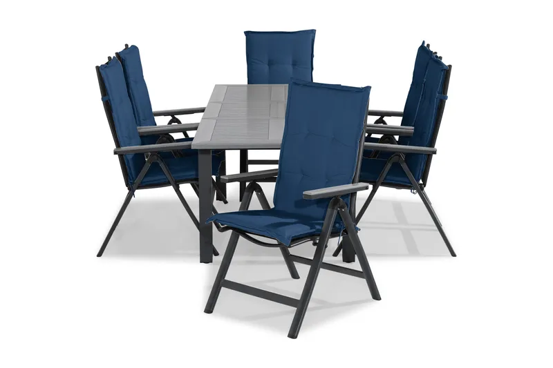 Ruokailuryhmä Monaco 152-210 6 Monaco Light tuolia Pehmuste, Musta/Harmaa/Sininen