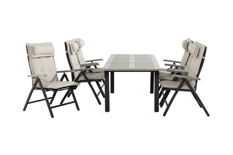 Ruokailuryhmä Monaco 152-210 6 Monaco tuolia Pehmuste, Musta/Harmaa/L.valkoinen