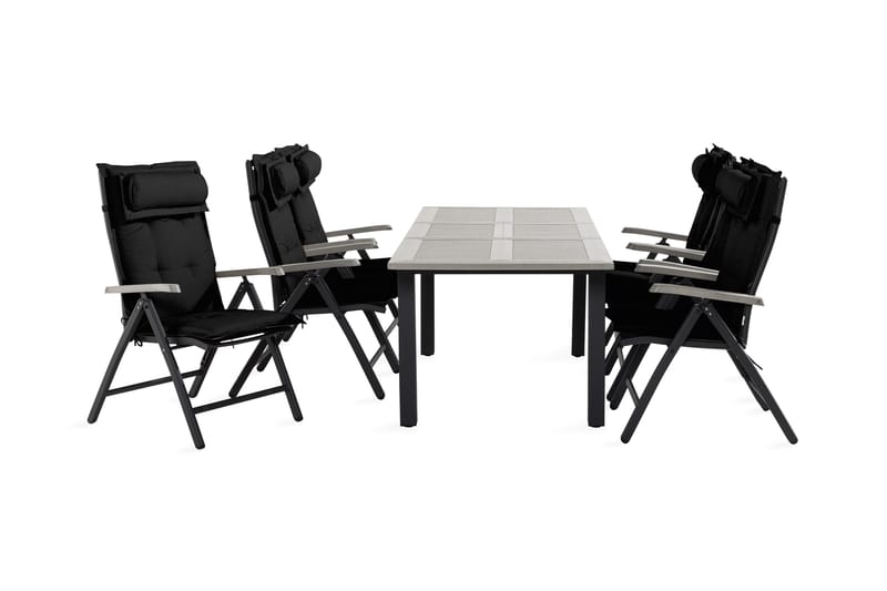 Ruokailuryhmä Monaco 152-210 6 Monaco tuolia Pehmuste, Musta/Harmaa