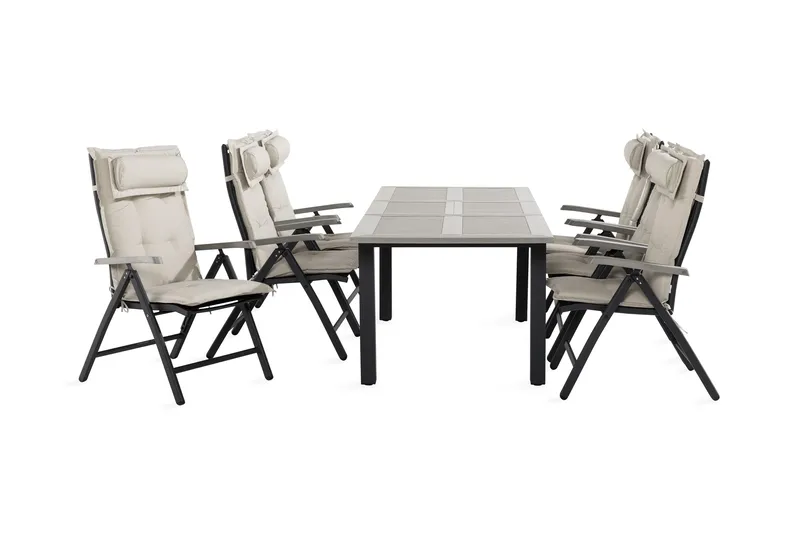 Ruokailuryhmä Monaco 152-210 6 Monaco tuolia Pehmuste, Musta/Harmaa/L.valkoinen