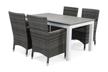 Ruokailuryhmä Monaco 152-210 cm 4 Thor Lyx tuolia - Valkoinen/Harmaa/Aintwood - Puutarhakalusteet - Ulkoryhmä - Ruokailuryhmät ulos