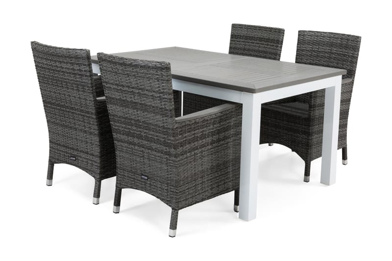 Ruokailuryhmä Monaco 152-210 cm 4 Thor Lyx tuolia - Valkoinen/Harmaa/Aintwood - Puutarhakalusteet - Ulkoryhmä - Ruokailuryhmät ulos