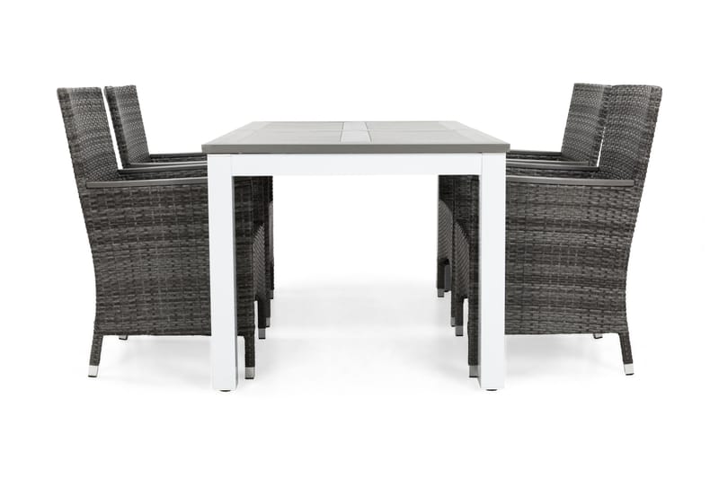 Ruokailuryhmä Monaco 152-210 cm 4 Thor Lyx tuolia - Valkoinen/Harmaa/Aintwood - Puutarhakalusteet - Ulkoryhmä - Ruokailuryhmät ulos