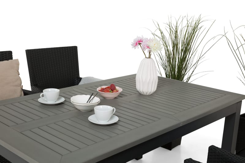 Ruokailuryhmä Monaco 152-210 cm 4 Thor tuolia - Musta/Musta - Puutarhakalusteet - Ulkoryhmä - Ruokailuryhmät ulos